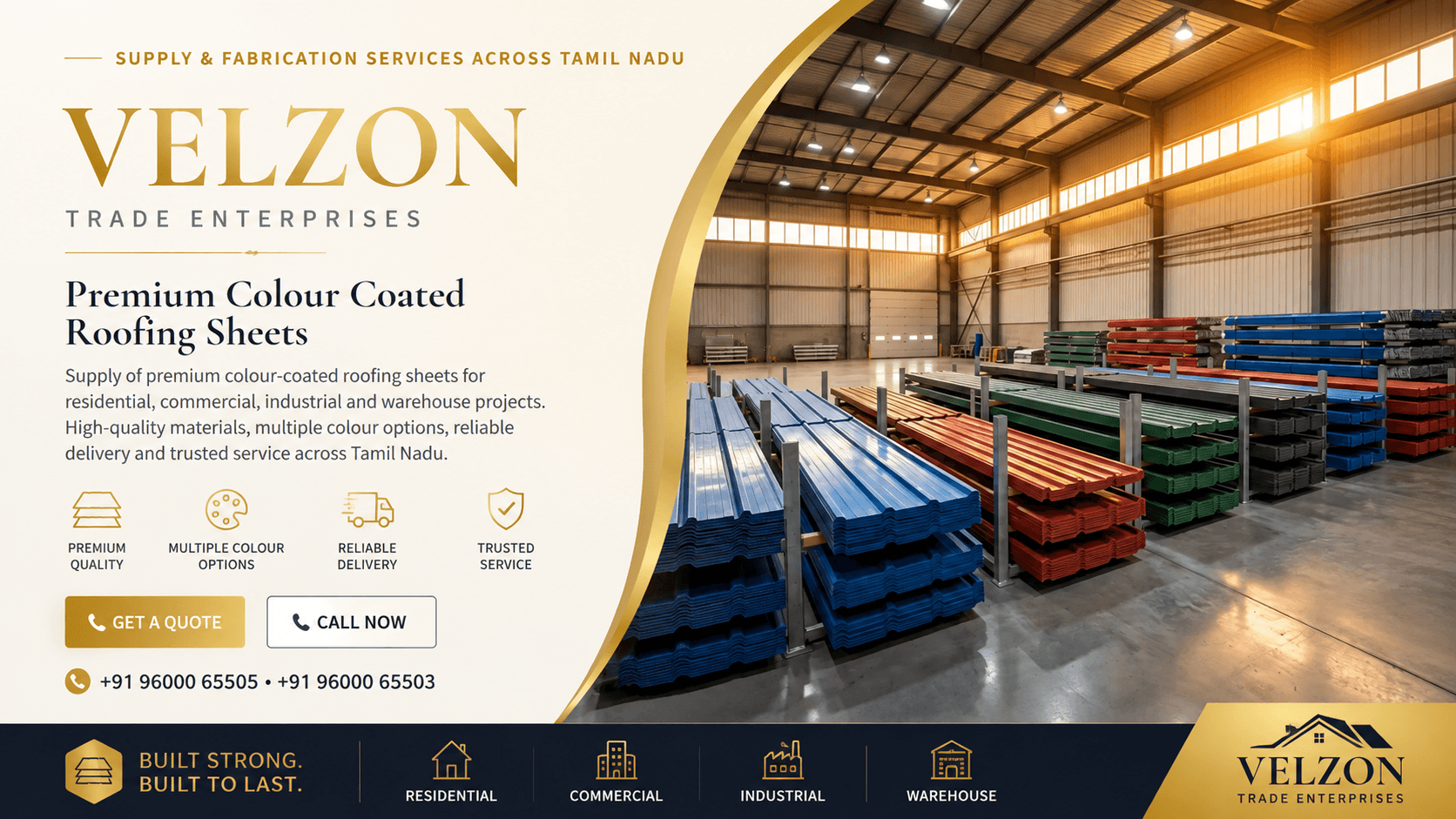 Velzon Trade Enterprises premium colour coated roofing sheets